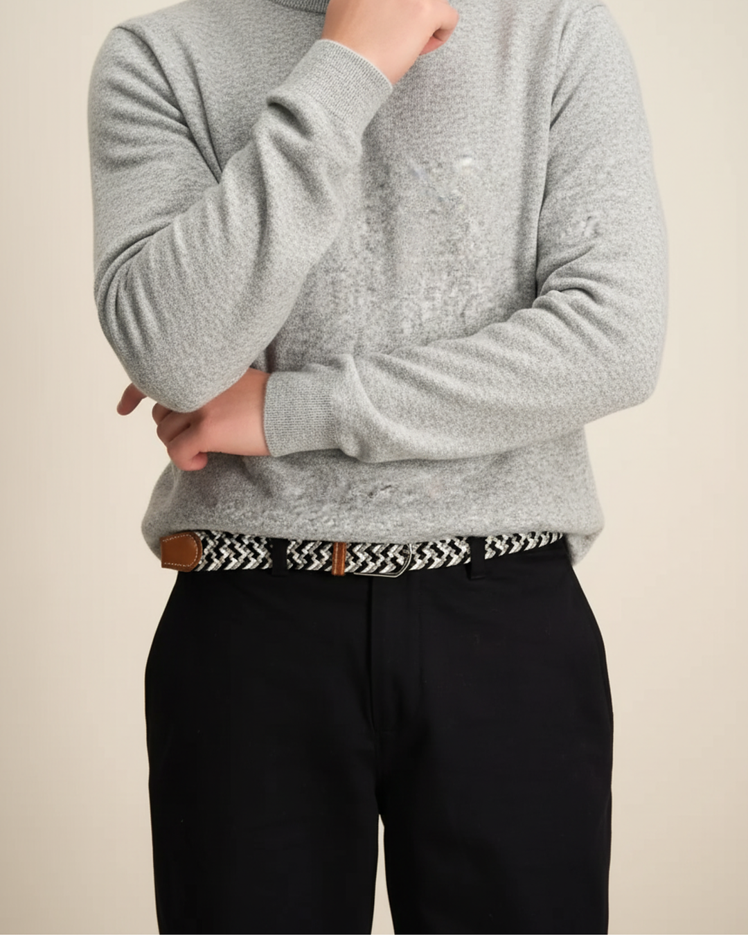 Flätat Bälte - Grå & Vit