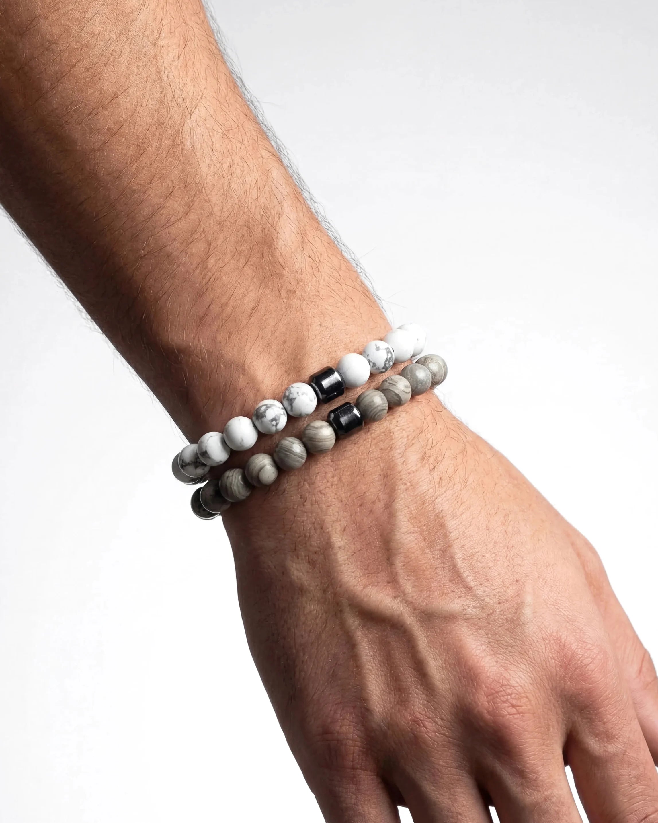 Velvet Keps Kombinationen - Ljusgrå & Vit