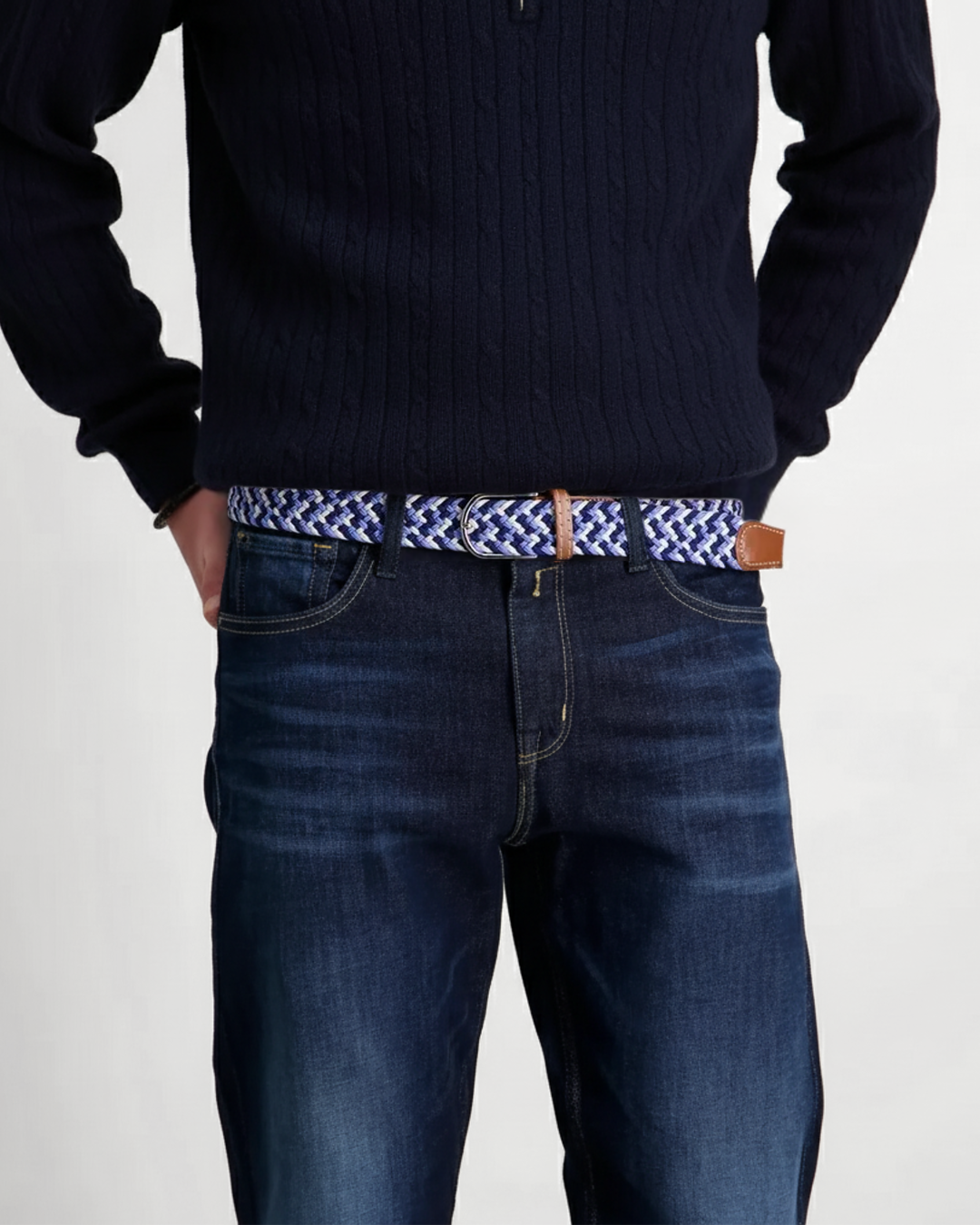 Flätat Grisch Bälte - Ljusblått Rovior