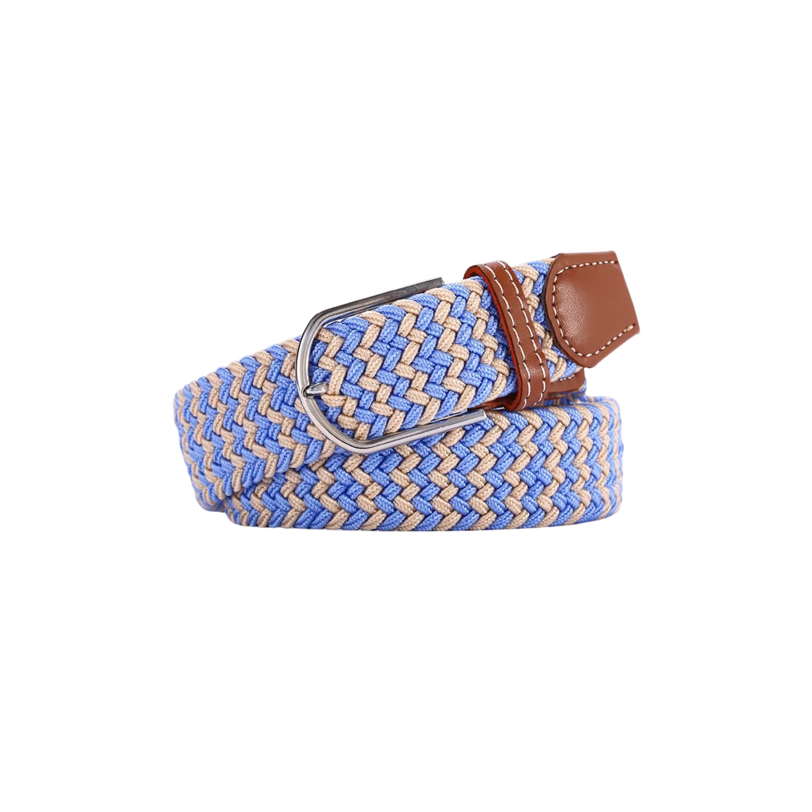 Braided Belt - Gold & Light Blue