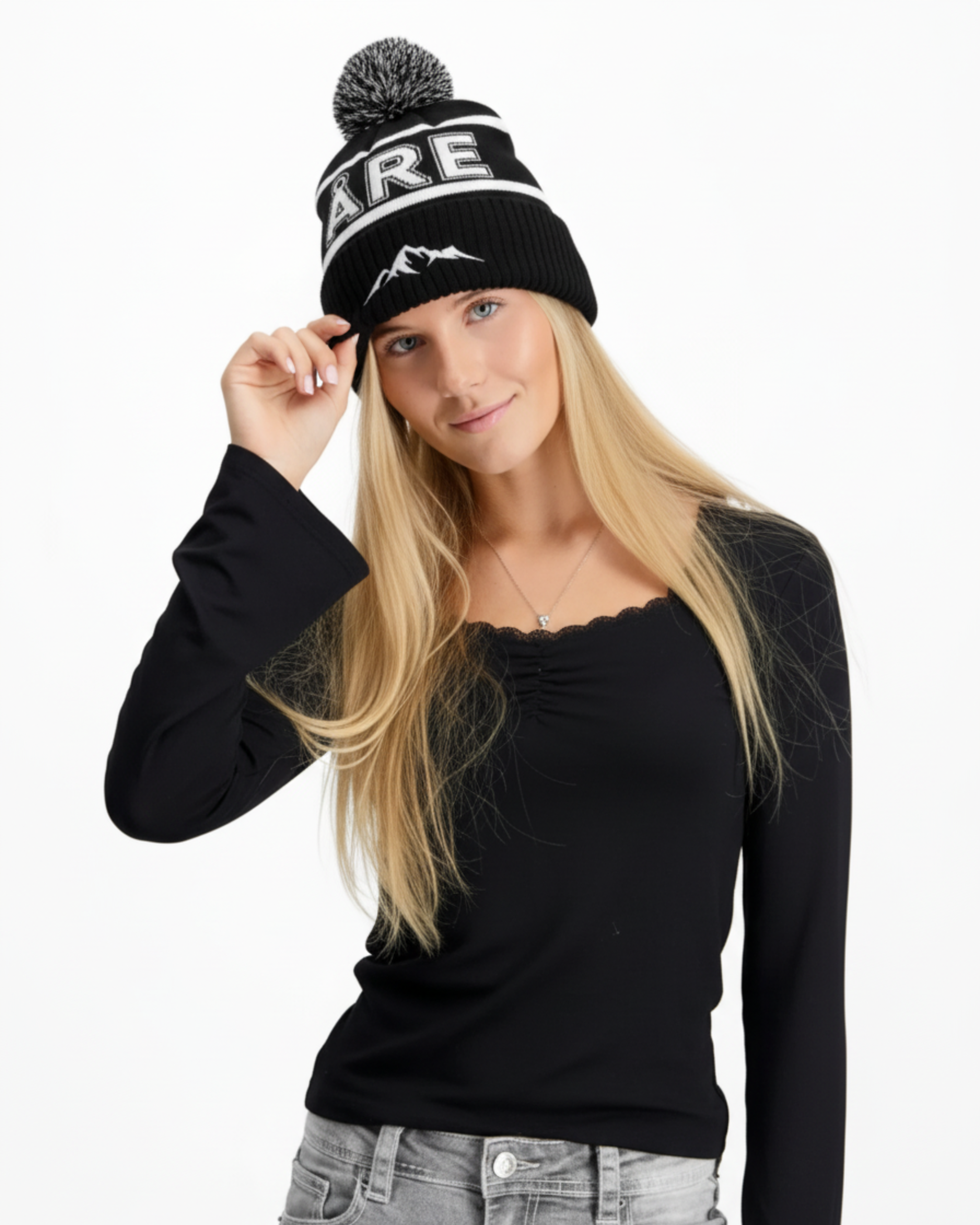 Åre mössa svart med tofs och Åre-logga